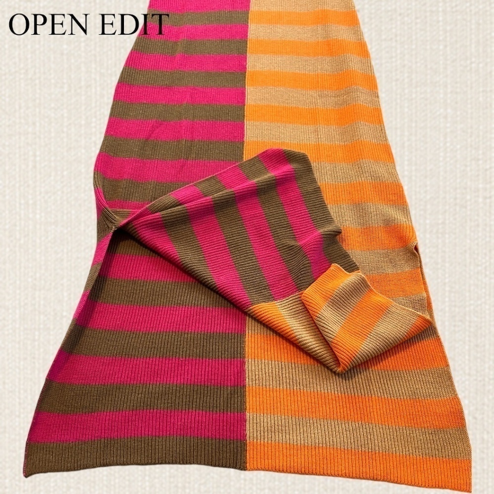 OPEN EDIT Striped ColorBlock Short Sleeve Scoop Neck Sweater Midi Dress NWT/MD - Picture 8 of 14